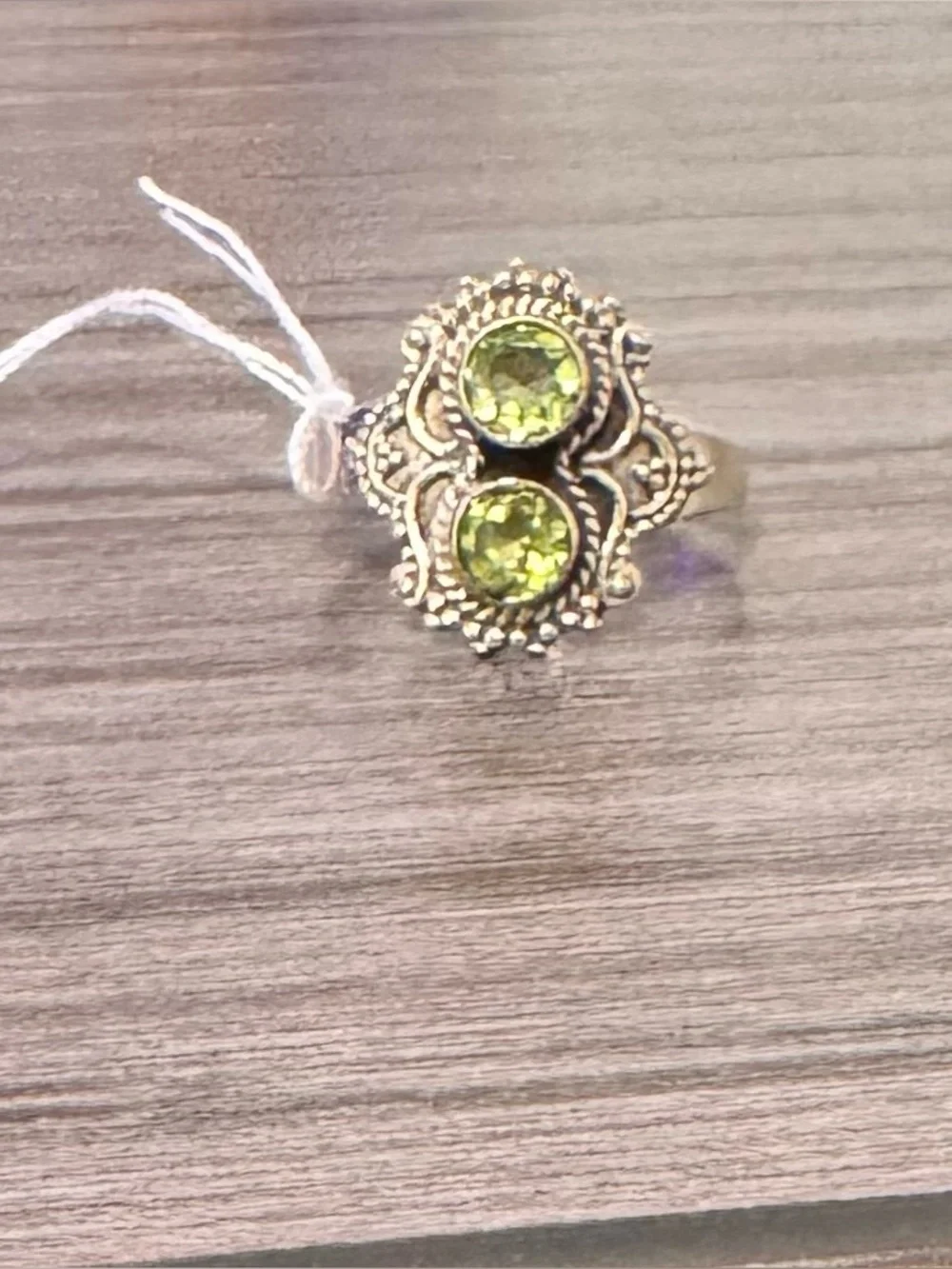 Sterling Silver Double Peridot Statement Ring